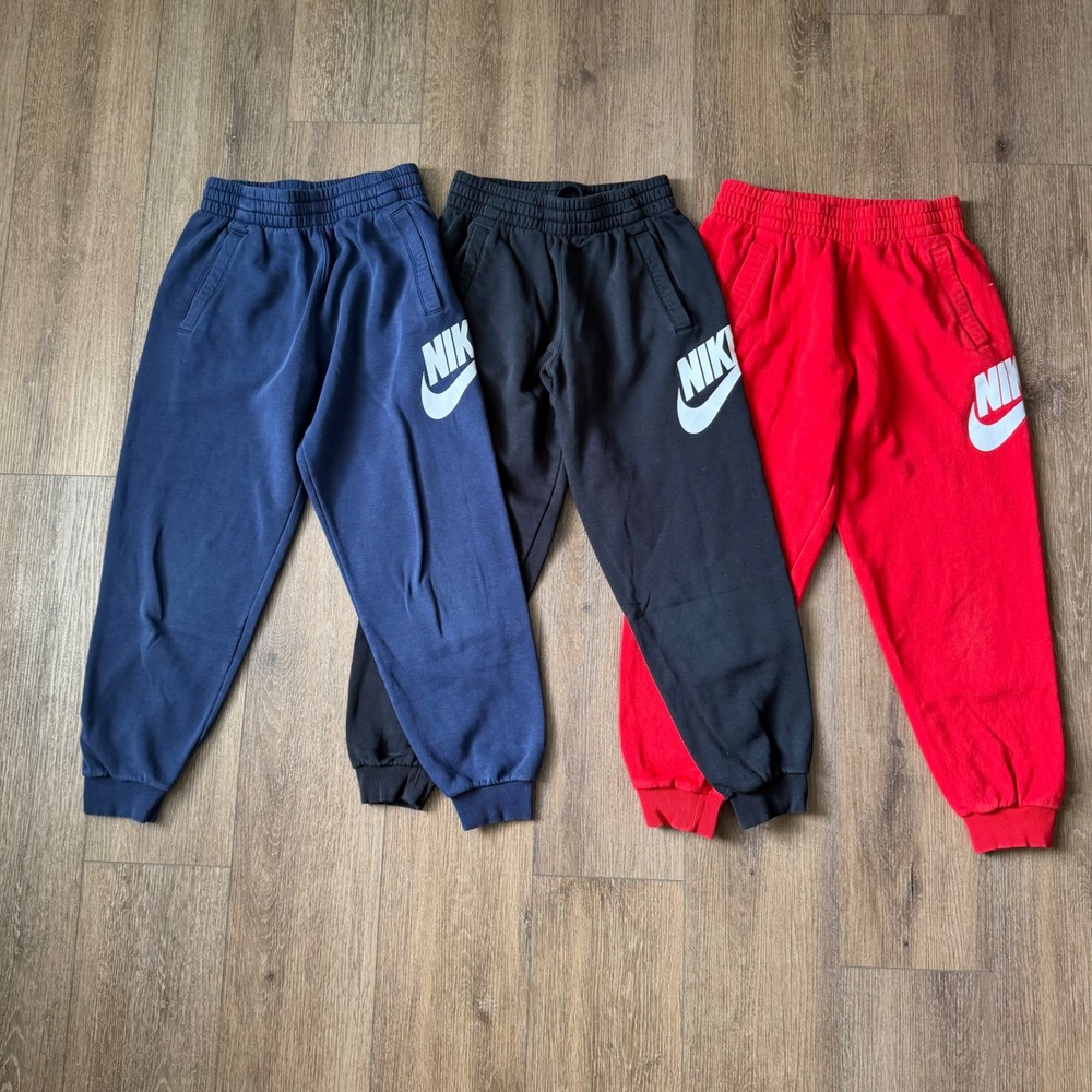 Nike Sportswear Joggers Boys Large Navy Black Red Club Fleece Sweatpants Lot